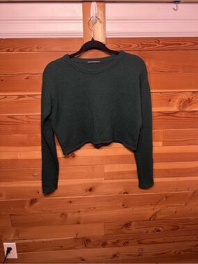 Brandy Melville Cropped Green Knit Wool Sweater